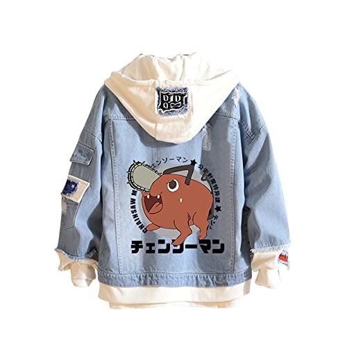 XINTAYEL Unisex japanische Anime Chainsaw Man Hoodie Jacke Cosplay Pochita Jeansjacke Anime Chainsaw Man Sweatshirt Kostüm von XINTAYEL