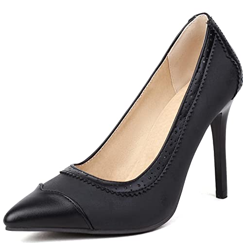 XINXINIO Frauen Sexy Stiletto Pumps High Heels Abendschuhe mit Spitzer Zehe (Schwarz,34) von XINXINIO