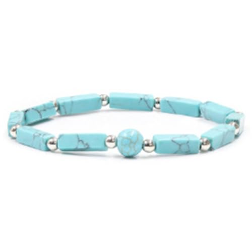 XINXINIO Geometrische Armkette aus Naturstein - Design mit Landkartenstein (Turquoise) von XINXINIO