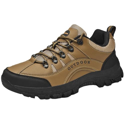 XINXINIO Herren Wanderschuhe in Weite | Leichtbauweise & Atmungsaktives Obermaterial | Flexibole Sohle für Alltag und Wanderungen (Braun, 48 EU) von XINXINIO