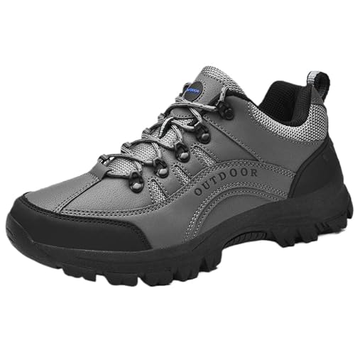 XINXINIO Herren Wanderschuhe in Weite | Leichtbauweise & Atmungsaktives Obermaterial | Flexibole Sohle für Alltag und Wanderungen (Grau, 40 EU) von XINXINIO
