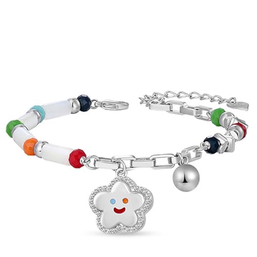 XINXINIO Verspielte Blumen Armkette - Verstellbare Regenbogen Perlen & Geometrie Kette für Süß-Cool Stil von XINXINIO