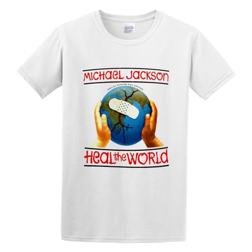 Michael Jackson Heal The World Mens Round Neck Cotton T Shirts Size 3XL von XINYANGDAO