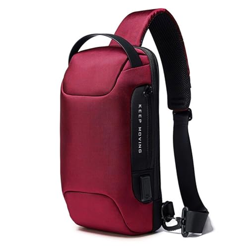 XINYASEE Neue Brusttasche, Crossbody-Tasche, multifunktionale wasserdichte Anti-Diebstahl-Brusttasche, Freizeit Schulranzen Business Herren Crossbody Schultertasche (Rot) von XINYASEE