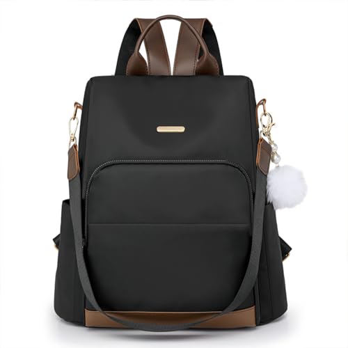 XINYASEE Neue Frauen-Rucksack, Outdoor-Reise-Shopping-Handtasche, multifunktionale große Kapazität Nylon kleinen Rucksack, Freizeit-Rucksäcke (schwarz) von XINYASEE