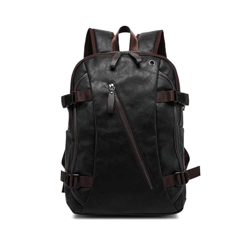 XINYASEE Neue koreanische Männer Rucksack Fashion Style PU Leder Studenten Middle School Männer Rucksack Casual Schulter Multifunktionale Reisetasche Computer Rucksack (kaffee schwarz) von XINYASEE