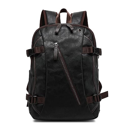 XINYASEE Neue koreanische Version der Männer Schultern Rucksack PU-Leder Rucksack 15,6 Zoll Computer Rucksack Schultasche Männer und Frauen reisen Rucksack wasserdicht (Kaffee schwarz) von XINYASEE