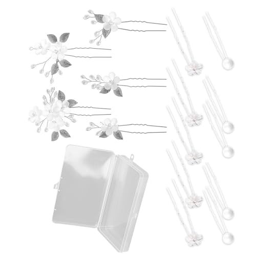 15-teiliges Hochzeits-Haarschmuck-Set, U-Form, Haarspangen mit Strasssteinen und Blumendekor für formelle Anlässe von XINYIN
