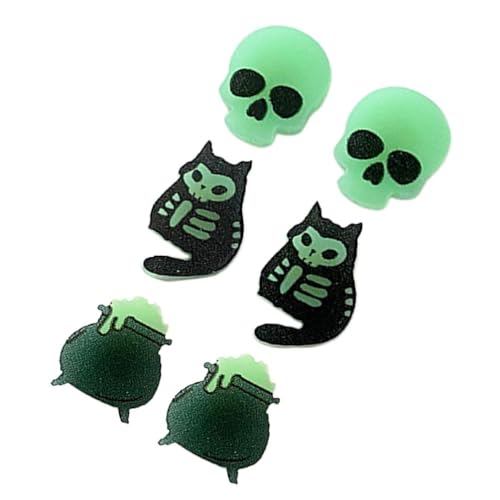 3 Paar handgefertigte leuchtende Ohrringe Harz Ohrringe übertriebene Halloween Horror Specter Katze Topf Ohrringe für Mädchen Topf Ohrringe von XINYIN