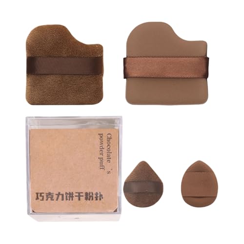 4/6 x Schokoladenkekspuderquaste mit Fingerhalter, Fingerspitzen-Make-up-Schwamm-Pad für Creme, Concealer, Lidschatten 4/6 x Schokoladenkekspuderquaste mit Fingerhalter, Fingerspitzen-Make-up-Schwamm-Pad für Creme, Concealer, Lidschatten von XINYIN