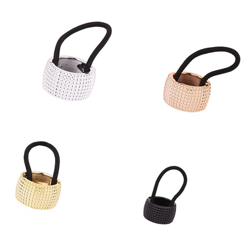 Haargummi mit Strasssteinen, stilvoller Pferdeschwanz-Halter, einfacher Haargummi für den täglichen Gebrauch und als Geschenk, 4 Stück von XINYIN