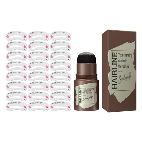 Professionelles Augenbrauenformungs-Set, 24-teiliges Schablonen-Set mit wischfestem Stempel, Augenbrauenschablonen-Werkzeug für präzises Design, Anfänger, Augenbrauenschablonen-Set mit Stempel von XINYIN
