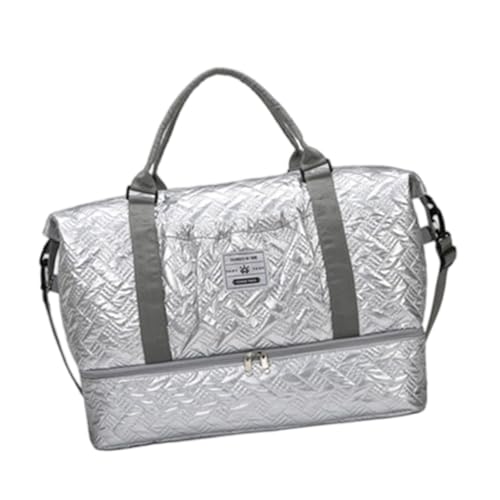 Turnbeutel Weekender Große Kapazität Reise Fitness mit Schuhfach Schulter Übernachtung Gym Kapazität Reise Training Fitness mit Schuhfach, silber, Mass Beauty von XINYIN