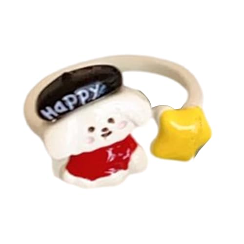 Verspielte Cartoon-Ringe für Hunde und Katzen, verstellbare Ringe, stabile Legierungsmaterialien, Schmuck, Geschenke, Dekoration für Studenten, Liebhaber, verstellbare Cartoon-Ringe für Hunde und von XINYIN