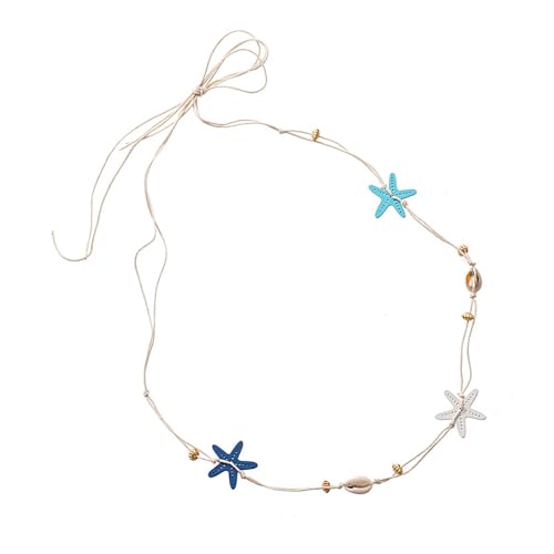 Verstellbare, weiche Seesterne, Muschel-Taillenkette, Halskette für Strand, Urlaub, Outfit, trendiges Schmuckzubehör, Lederschnur, wandelbarer Schmuck von XINYIN