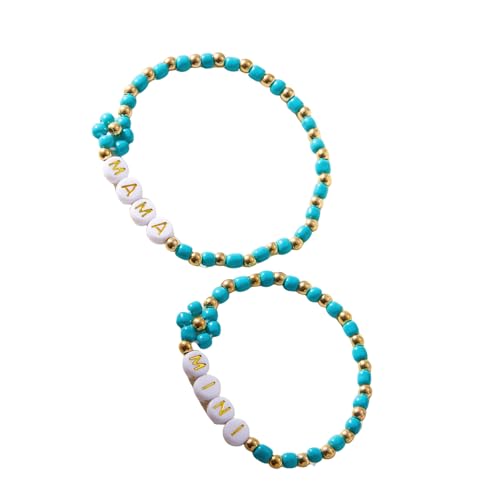 XINYIN 2-teiliges raffiniertes Armband-Set, elegante Herz-Blumen-Perlen, stapelbare Armbänder mit Karte für Frauen, Schmuck, Geschenke, Party, Schmuck, Geschenke, Einheitsgröße, Wie beschrieben von XINYIN