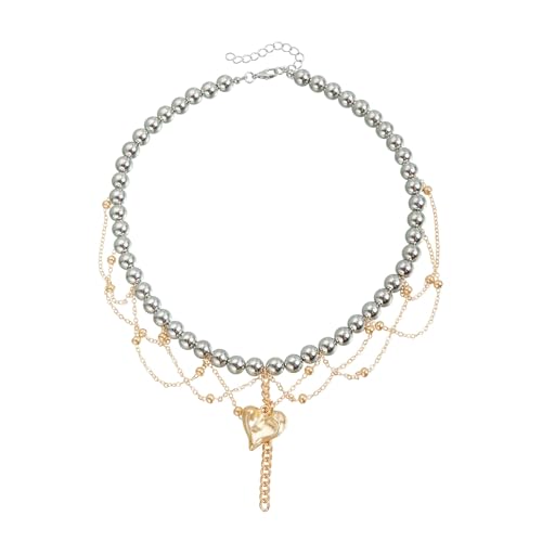 XINYIN Halskette mit herzförmigen Quasten, stabile Legierung, stilvolles Geschenk, modisches Accessoire für trendige Frauen, für den täglichen Gebrauch, Party-Schmuck-Accessoire von XINYIN