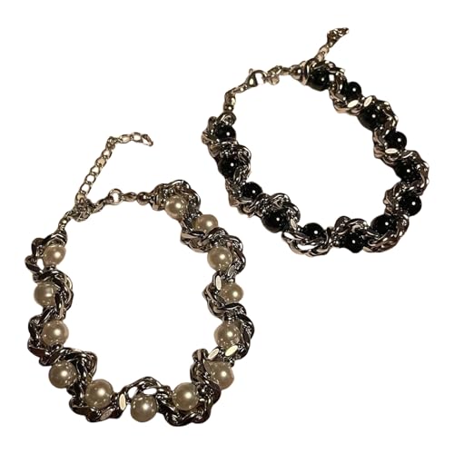 XINYIN Industrielle Styles Perlenarmband Armband Edelstahl Unisex Schmuck Verdrehte Perlen Twisted Wor, Einheitsgröße, wie beschrieben von XINYIN