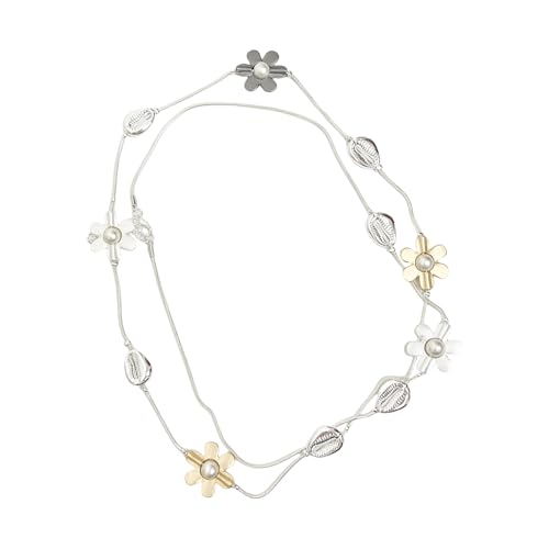XINYIN Lange Halskette mit Blumenanhänger, verstellbarer Hals, Schmuck, Pullover-Kette für mehr Raffinesse zu Ihrem täglichen Look, bunte Statement-Halskette von XINYIN