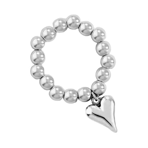 XINYIN Modischer geometrischer Herz-Anhänger-Ring, Edelstahl, elastisches Seil, runde Perlen, Schmuck für Partys und den täglichen Gebrauch, elastisches Seil, Einheitsgröße, Wie beschrieben, Wie XINYIN Modischer geometrischer Herz-Anhänger-Ring, Edelstahl, elastisches Seil, runde Perlen, Schmuck für Partys und den täglichen Gebrauch, elastisches Seil, Einheitsgröße, Wie beschrieben, Wie von XINYIN