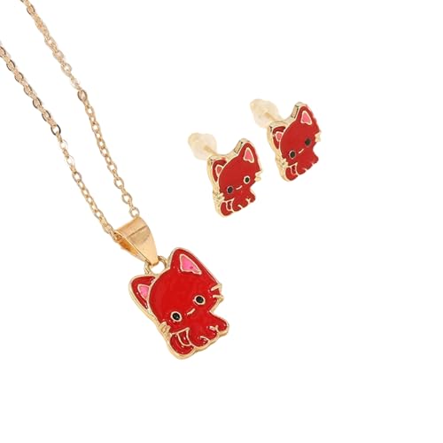 XINYIN Modisches Katzen-Halskette und Ohrstecker-Set mit einem unverwechselbaren Look, geeignet für verschiedene Veranstaltungen und den täglichen Gebrauch, Schmuck für den täglichen Gebrauch von XINYIN