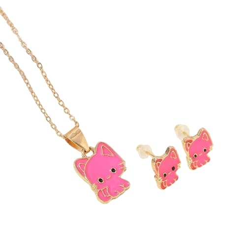 XINYIN Modisches Katzen-Halskette und Ohrstecker-Set mit einem unverwechselbaren Look, geeignet für verschiedene Veranstaltungen und den täglichen Gebrauch, Schmuck für den täglichen Gebrauch von XINYIN