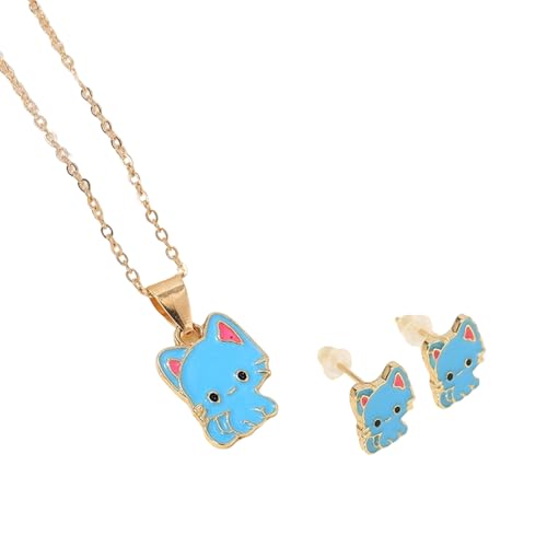 XINYIN Modisches Katzen-Halskette und Ohrstecker-Set mit einem unverwechselbaren Look, geeignet für verschiedene Veranstaltungen und den täglichen Gebrauch, Schmuck für den täglichen Gebrauch von XINYIN
