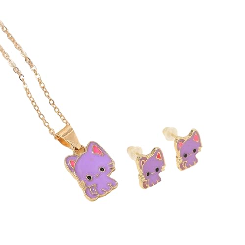 XINYIN Modisches Katzen-Halskette und Ohrstecker-Set mit einem unverwechselbaren Look, geeignet für verschiedene Veranstaltungen und den täglichen Gebrauch, Schmuck für den täglichen Gebrauch von XINYIN