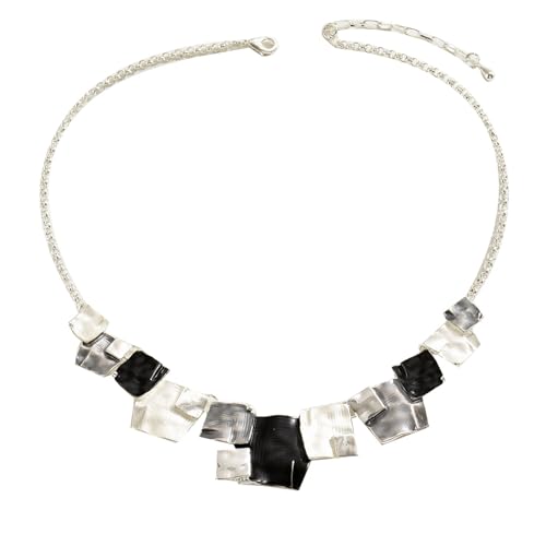 XINYIN Multifunktionale geometrische Halskette, quadratischer Anhänger, Legierung, Textur für den täglichen Gebrauch, stilvolles Damen-Accessoire, geometrische quadratische Kette für Damen von XINYIN