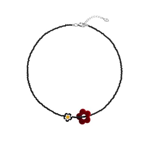 XINYIN Stilvolle, mehrlagige Perlen-Halskette mit Glas-Holz-Akzent, verstellbar, tragbar, Schmuck für Frauen, verstellbare Schlüsselbein-Kette von XINYIN