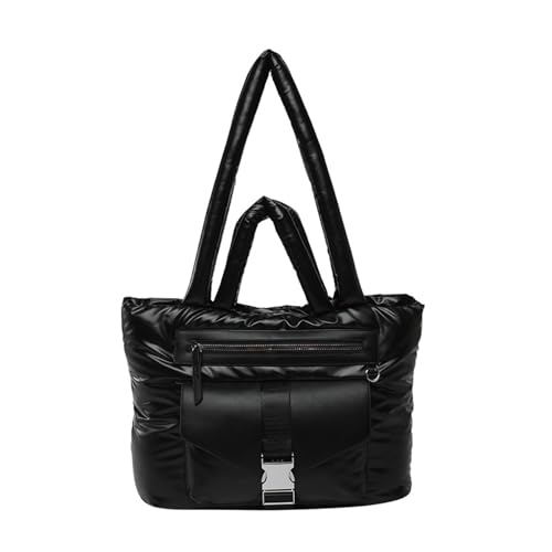 XINYIN Stilvolle Puffer-Schultertasche mit geräumigem Innenraum und mehreren Fächern, Handtasche für Arbeit, Pendeln und Reisen, Alltagstasche für Damen, Schwarz , One Size XINYIN Stilvolle Puffer-Schultertasche mit geräumigem Innenraum und mehreren Fächern, Handtasche für Arbeit, Pendeln und Reisen, Alltagstasche für Damen, Schwarz , One Size von XINYIN