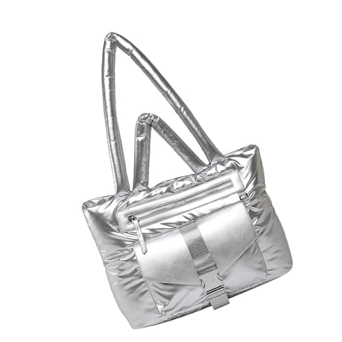 XINYIN Stilvolle Puffer-Schultertasche mit geräumigem Innenraum und mehreren Fächern, Handtasche für Arbeit, Pendeln und Reisen, Alltagstasche für Damen, silber, One Size XINYIN Stilvolle Puffer-Schultertasche mit geräumigem Innenraum und mehreren Fächern, Handtasche für Arbeit, Pendeln und Reisen, Alltagstasche für Damen, silber, One Size von XINYIN
