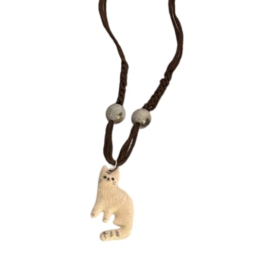XINYIN Verstellbare Halskette mit Katzenanhänger, Retro, ethnisch, Schlüsselbeinkette für Damen und Mädchen, modisches Themen-Accessoire, vielseitige Charm-Halskette, Einheitsgröße, Wie beschrieben von XINYIN