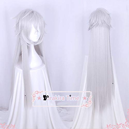 Black Butler Kuroshitsuji Under Taker Perücke Undertaker 110 Cm Lang Silber Silber Hitzebeständig Synthetisches Haar Cosplay Perücke + Perückenkappe von XINYIYI