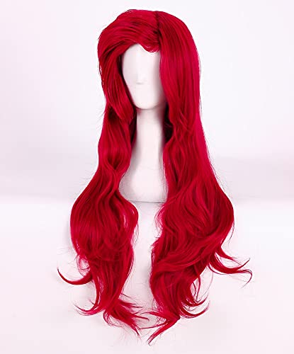 Die Kleine Meerjungfrau Perücken Körper Welle Gewellte Prinzessin Ariel Cosplay Perücke Hitzebeständige Synthetische Haare Kostüm Perücken + Perücke Kappe Az-999 von XINYIYI