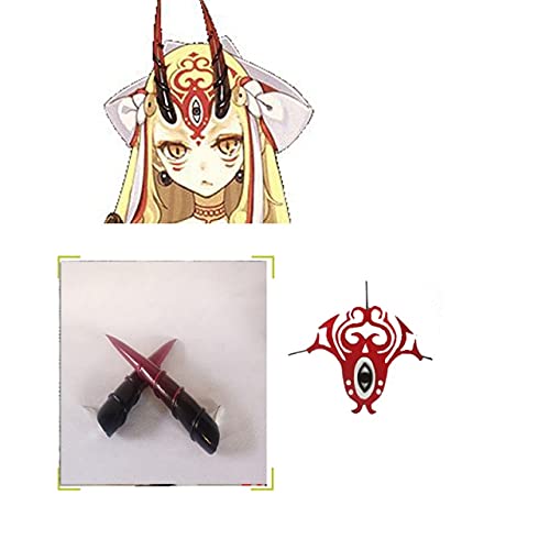 Fgo Schicksal Grand Order Ibaraki Douji Cosplay Kostüm Kopfbedeckung Horn Haar Perücke Badebekleidung Halloween Cosplay Set One Size Headwear Set von XINYIYI