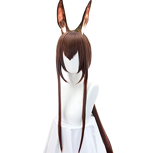 Hsiu Anime Spiel Arknights Amiya Cosplay Perücke Ring Ohr Perücke Kostüm Halloween Party Faser Synthetische Perücke von XINYIYI