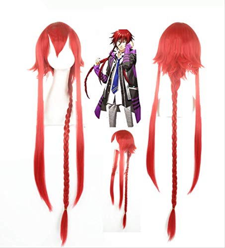 Kamigami No Asobi Loki Laevatein Cosplay Wigs for Women Man Unisex Synthetic Wig Long Braid Straight Fake Hair Red Anime Hallowe von GHK