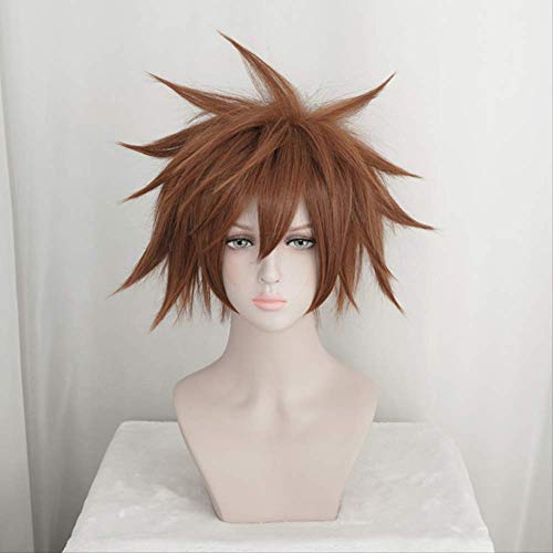 Kingdom Hearts III Sora Brown Short Wig Cosplay Costume Men Women Heat Resistant Synthetic Hair Wigs+Wig Cap von GHK