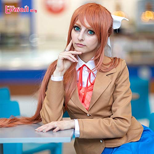 L-E-Mail Perücke Doki Doki Literatur Club Monika Cosplay Perücken Ddlc Langes Rosa Pferdeschwanz Cosplay Perücke Hitzebeständiges Kunsthaar von XINYIYI