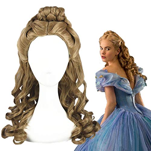 Princess Halloween women Cinderella Cosplay Wig Lily James Gold Wavy hair Role Play Girl stage performance Cinderella Gold Hair von XINYIYI