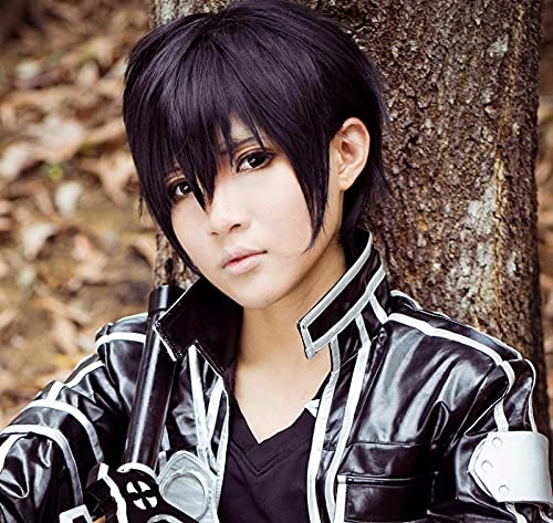 Schwert Kunst Online Kirigaya Kazuto Perücke Cosplay Kostüm Sao Kirito Männer Frauen Kurz Schwarz Synthetisches Haar Rollenspiel Perücken + Perücke Cap von XINYIYI