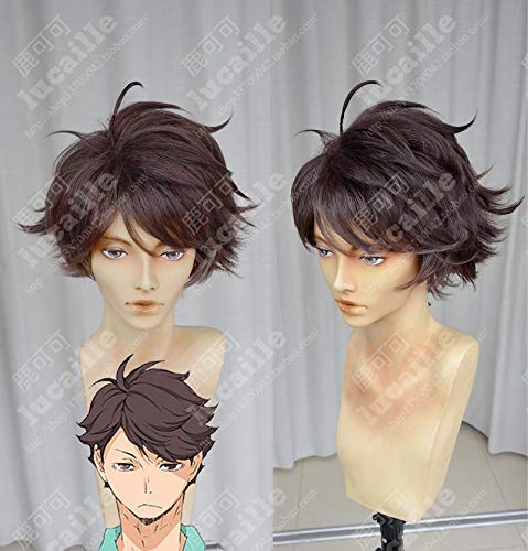 Wig for Haikyuu!! Volleyball Toru Oikawa Toor Short Brown Shaggy Layered Oikawa Tooru Heat Resistant Cosplay Wig + Wig Cap von XINYIYI