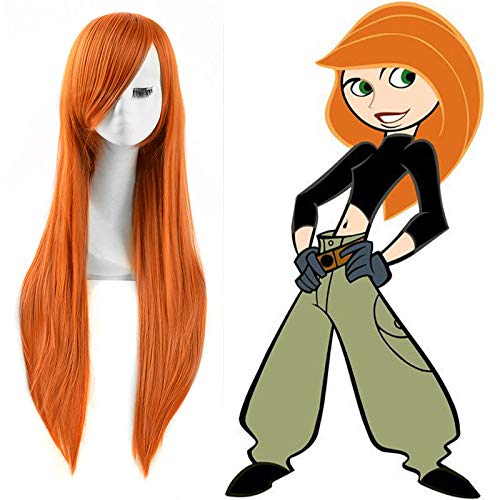 XINYIYI 85 cm Orange Glatt Synthetic Full Bangs Anime Wig + Perücke Cap von XINYIYI