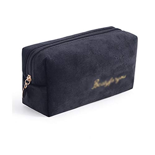 Multifunktions-Reise-Kosmetiktasche, Damen-Make-up-Taschen, Toilettenartikel-Organizer, einfarbig, für Damen, Make-up-Tasche (Farbe: Schwarz) von XINYUES