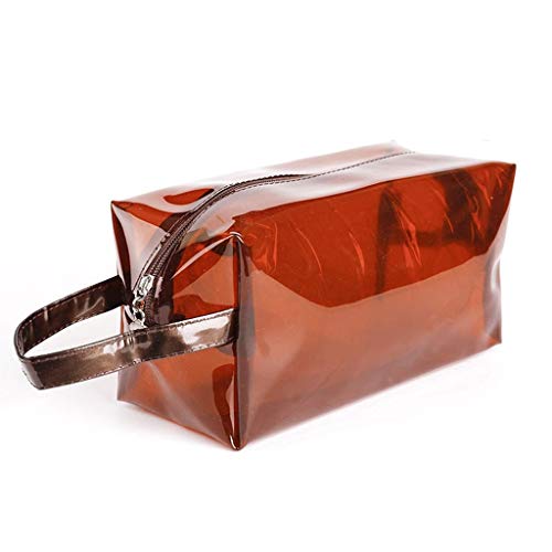 wasserdichte PVC-Kosmetiktaschen für Damen, transparent, Make-up-Tasche, große Kapazität, Clutch zum Waschen, Bad, Kosmetikkoffer, Beauty-Organizer (Farbe: Braun) von XINYUES