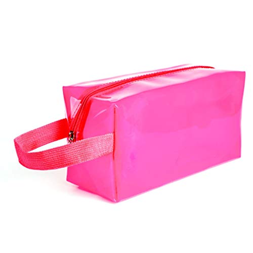 wasserdichte PVC-Kosmetiktaschen für Damen, transparent, Make-up-Tasche, große Kapazität, Clutch zum Waschen, Bad, Kosmetikkoffer, Beauty-Organizer (Farbe: Rot) von XINYUES