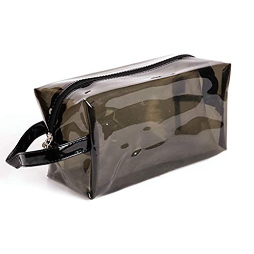 wasserdichte PVC-Kosmetiktaschen für Damen, transparent, Make-up-Tasche, große Kapazität, Clutch zum Waschen, Bad, Kosmetikkoffer, Beauty-Organizer (Farbe: Schwarz) von XINYUES