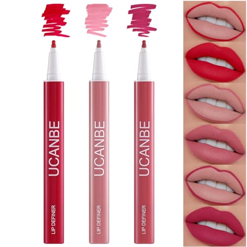 3PCS hochpigmentiert Lippenstift & Lipliner Set, 2-in-1 Nude Matte Shades Lippenstift-Lipliner-Bleistift für die Skulptur-Füllung, lang anhaltende intensive Farbe, Antihaft, Frauen Make-up-Set (C) von XINYUNXIN