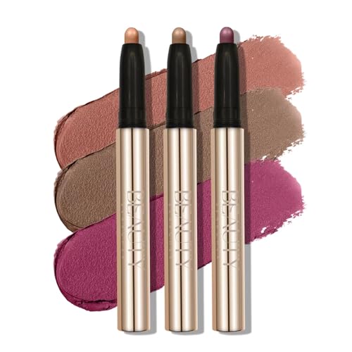 3PCS Lidschatten-Stift-Set, Mehrfarbig, Wasserdichtes Cremiges Langanhaltendes Augen-Makeup, Natürliche & Schimmernde Farbtöne Konturen-Stift, Frauen-Make-up-Set (#E) von XINYUNXIN